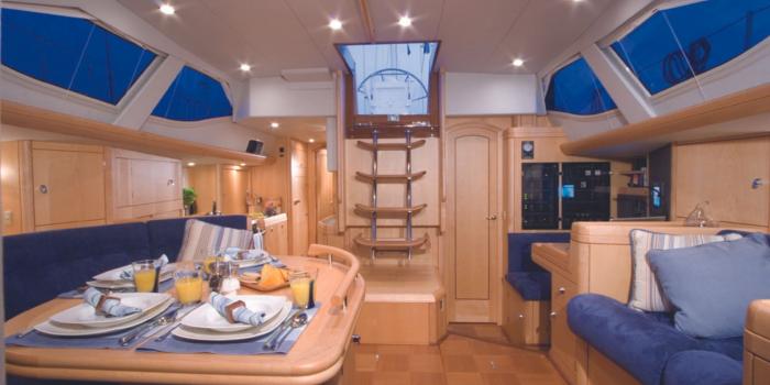 Oyster 53 Saloon facing aft