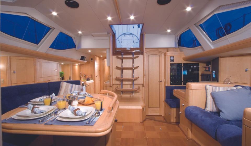 Oyster 53 Saloon facing aft
