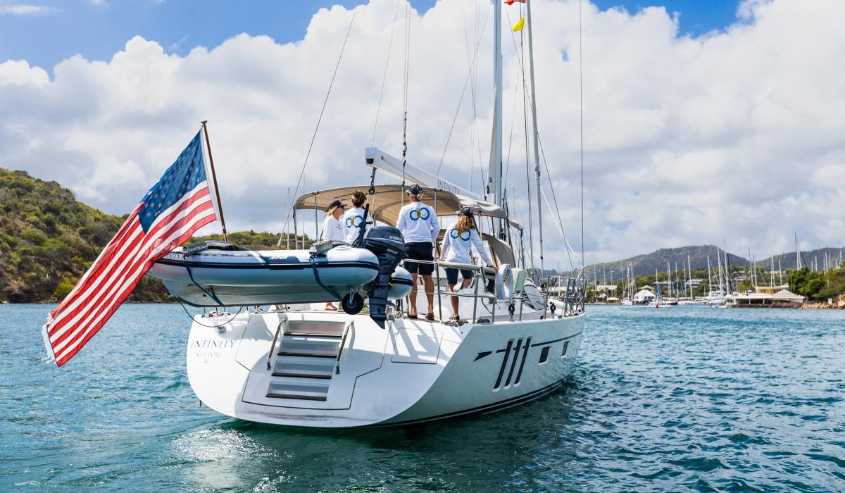 Oyster 565 Sailing Antigua Nelsons Dockyard