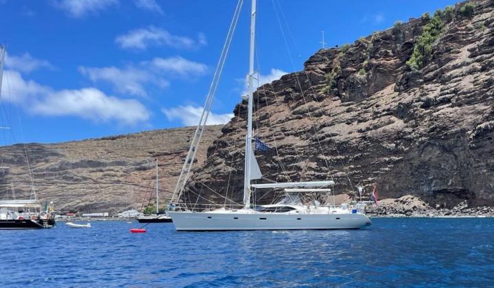 Oyster 575 Juno At Anchor St Helena Island