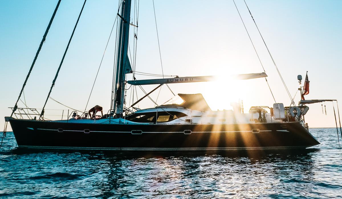 Oyster 62 Uhuru At Anchor Sunset