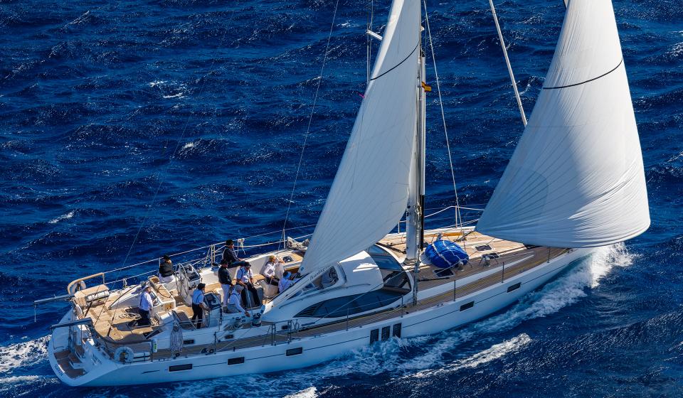 Oyster 625 Sailing Aerial