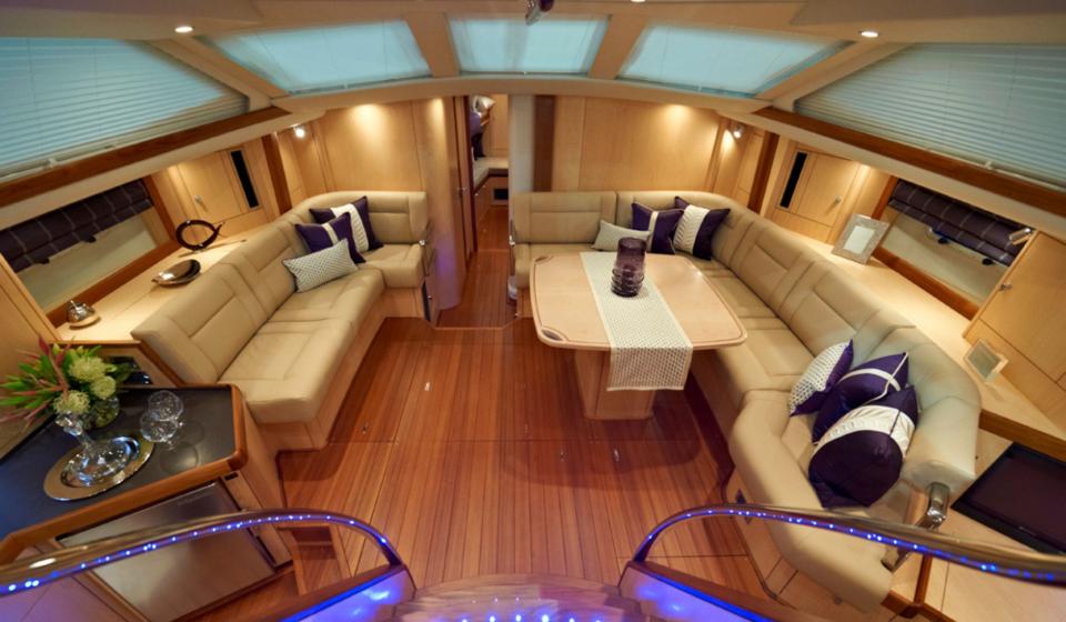Oyster 655 Saloon from companionway