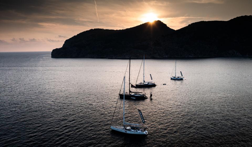 Oyster 725 Anchored Sunset