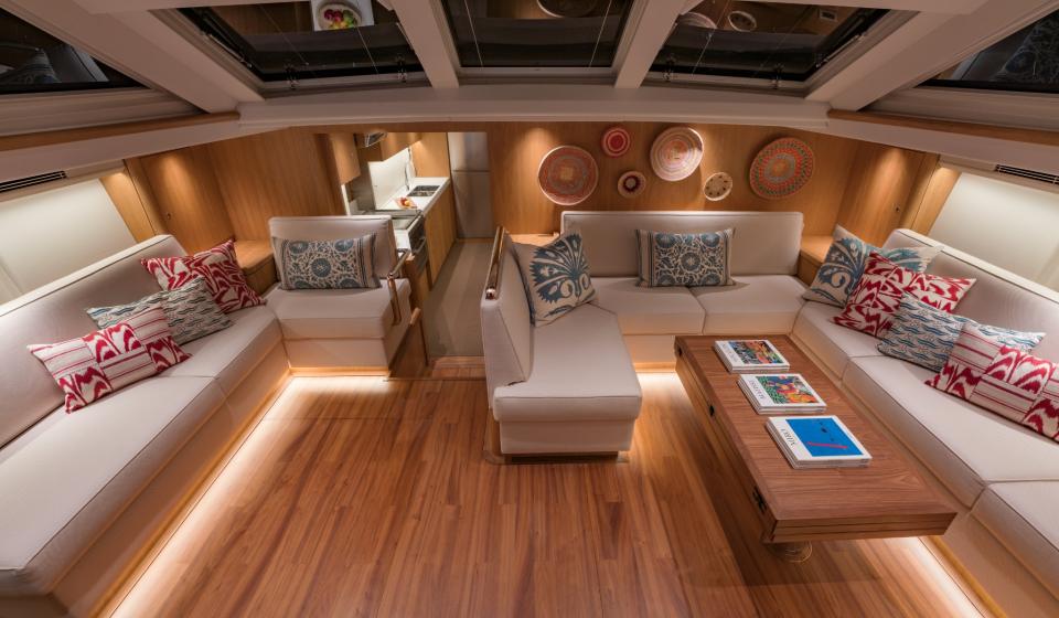 Oyster 745 Mexican Wave Gallery below deck On show in Bergen Norway 4