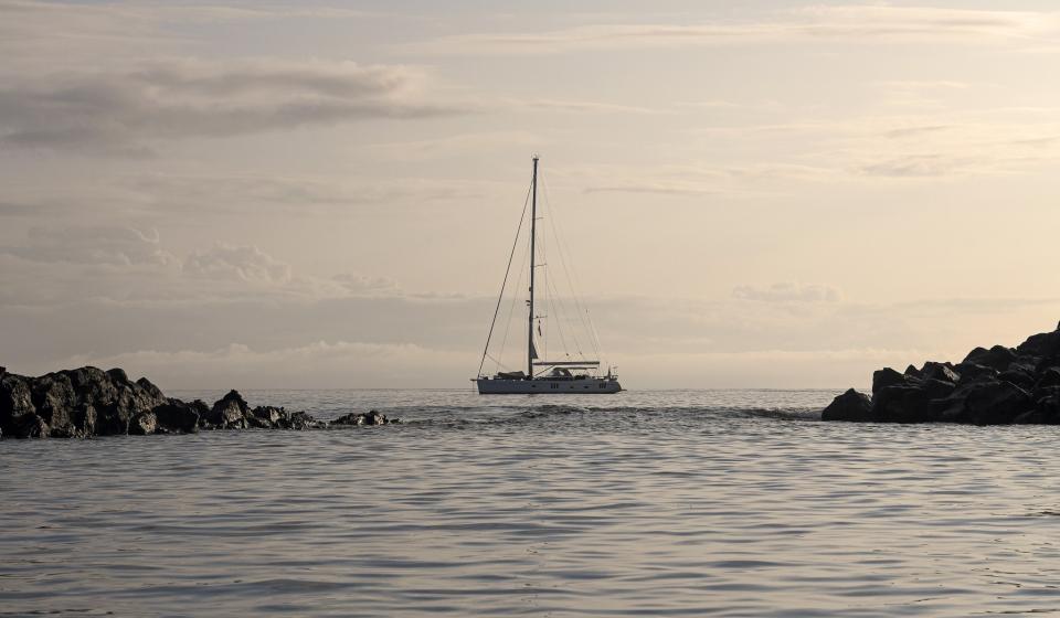 Oyster 745 Mexican Wave at anchor in Galapagos Islands