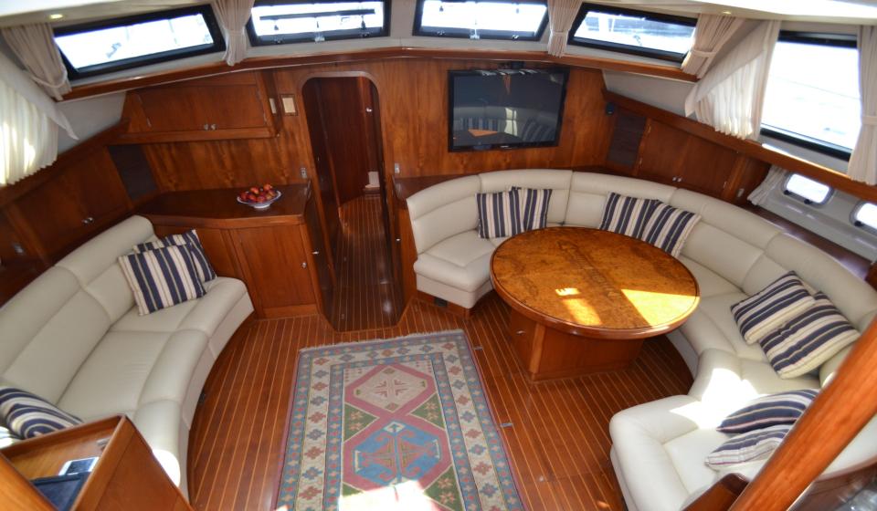 Oyster 80 Saloon from companionway