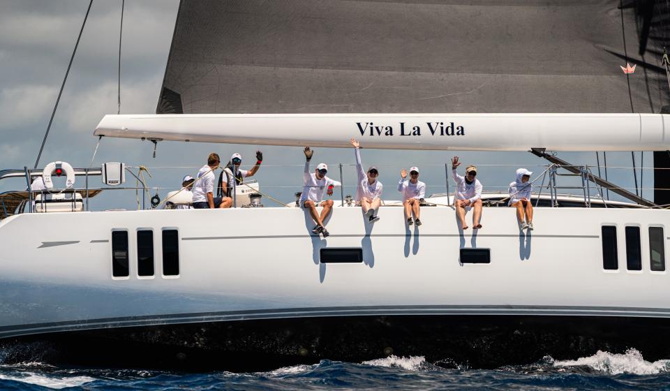 Oyster Antigua Regatta 2025 Viva La Vida waving