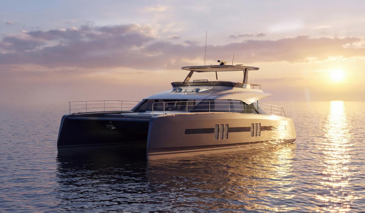 Oyster P60 Anchored at sunset