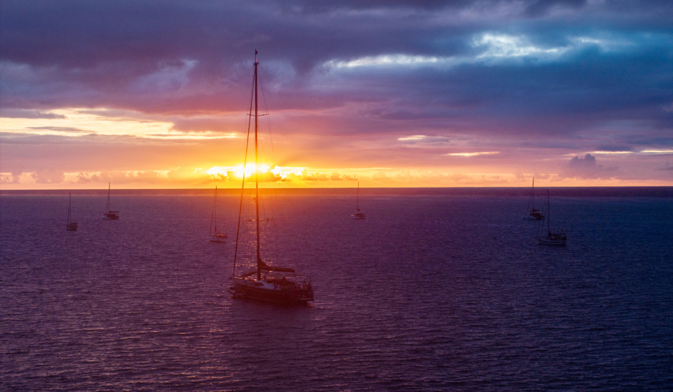 Oyster World Rally 2026 27 fleet sunset French Polynesia