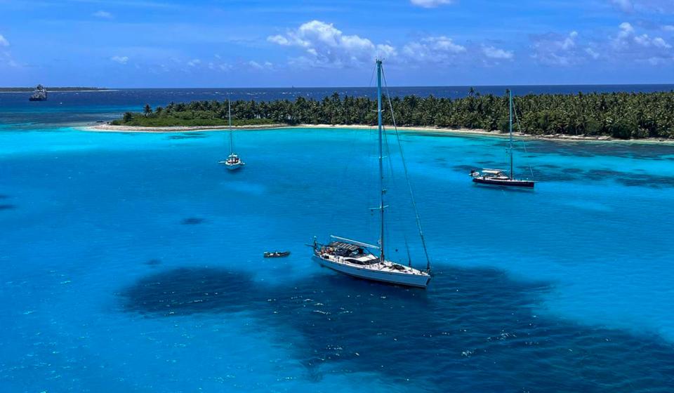 Oyster World Rally fleet at anchor Cocos Keeling Islands 2