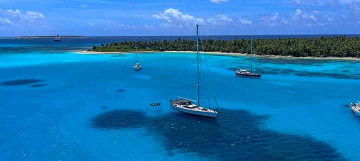 Oyster World Rally fleet at anchor Cocos Keeling Islands 2