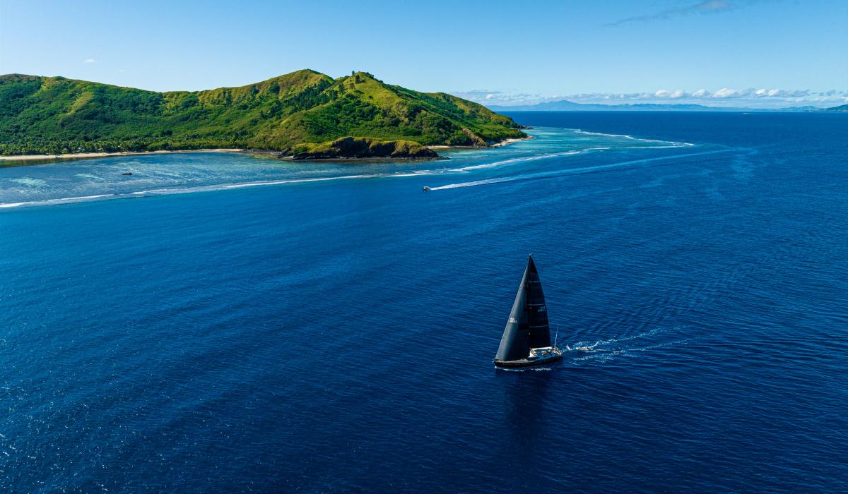 Oyster Yacht sailing Fiji black sails