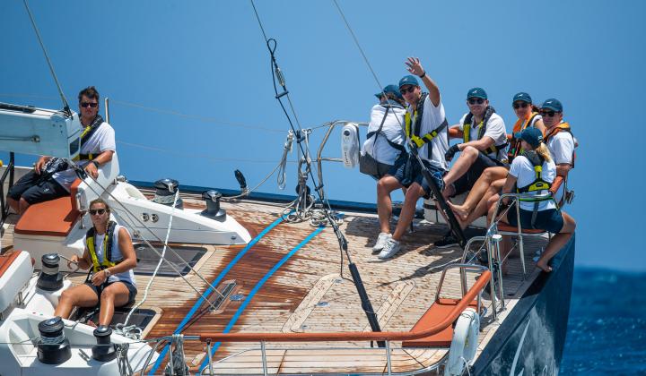 Oyster Yachts Antigua Regatta 2023 Crew Sailing On Board Oyster 675 Seabird