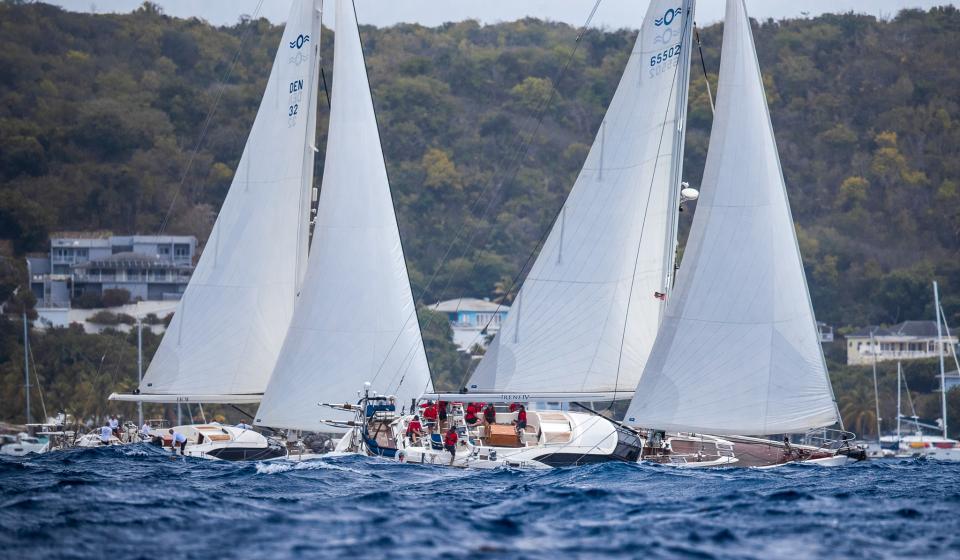 Oyster Yachts Antigua Regatta 2023 Irene IV and Blow Sailing
