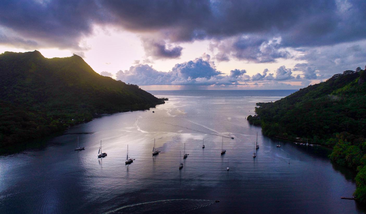 Oyster Yachts At Anchor Moorea