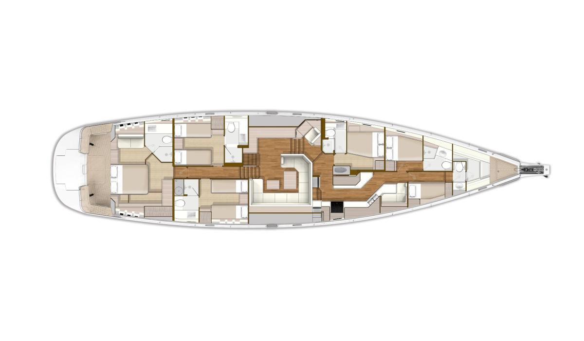 Oyster 885 Sailing Yacht Deck and Interior Layout Plan