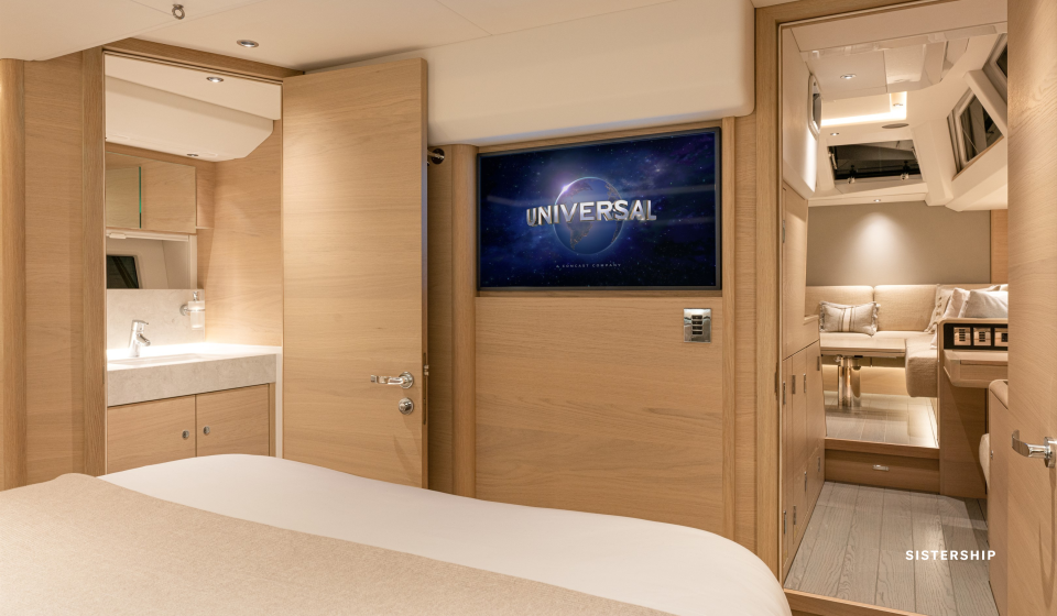 Oyster Yachts Oyster 495 Interior Cool Oak Master Cabin TV