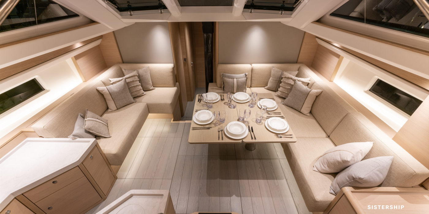 Oyster Yachts Oyster 495 Interior Cool Oak Saloon