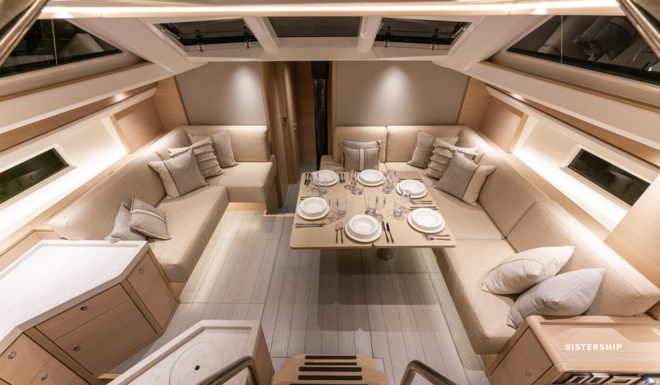 Oyster Yachts Oyster 495 Interior Cool Oak Saloon