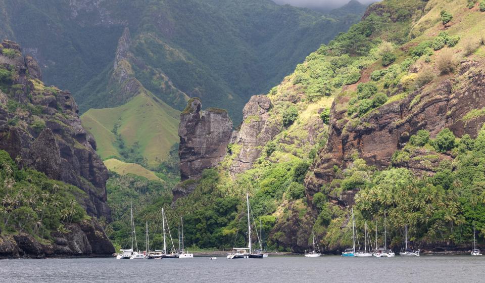 Oyster Yachts at anchor in Nuku Hiva Marquesas Islands