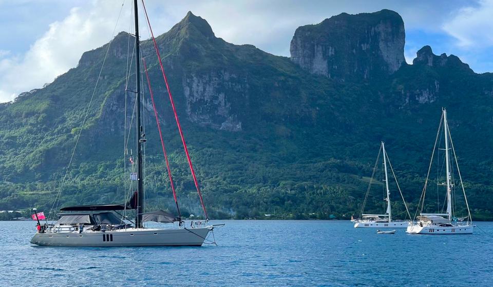 Oyster yachts at anchor Bora Bora
