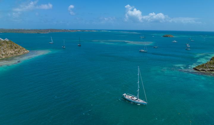 Oyster yachts at anchor in Antigua Antigua Regatta 2023