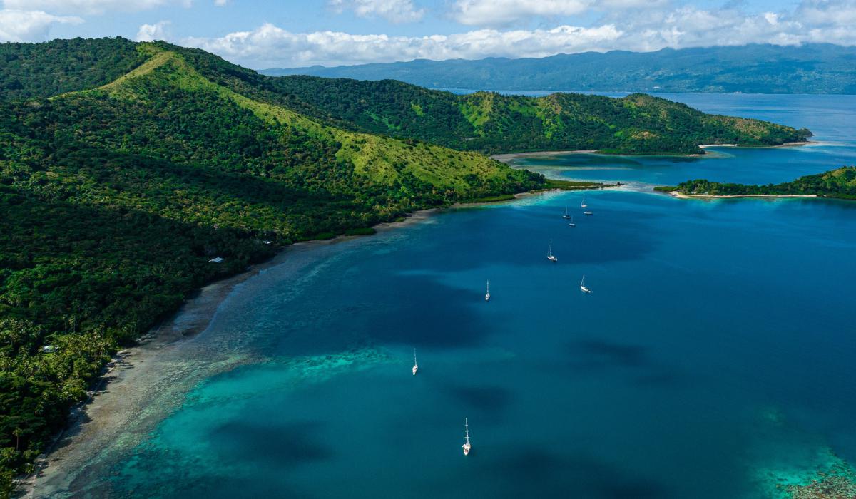 Oyster yachts at anchor in Fiji Islands