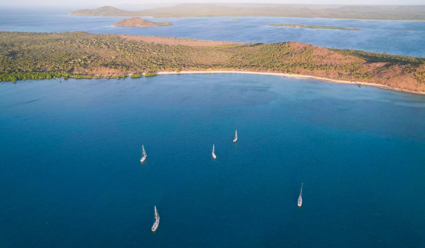 Oyster yachts at anchor on their way to Darwin Australia