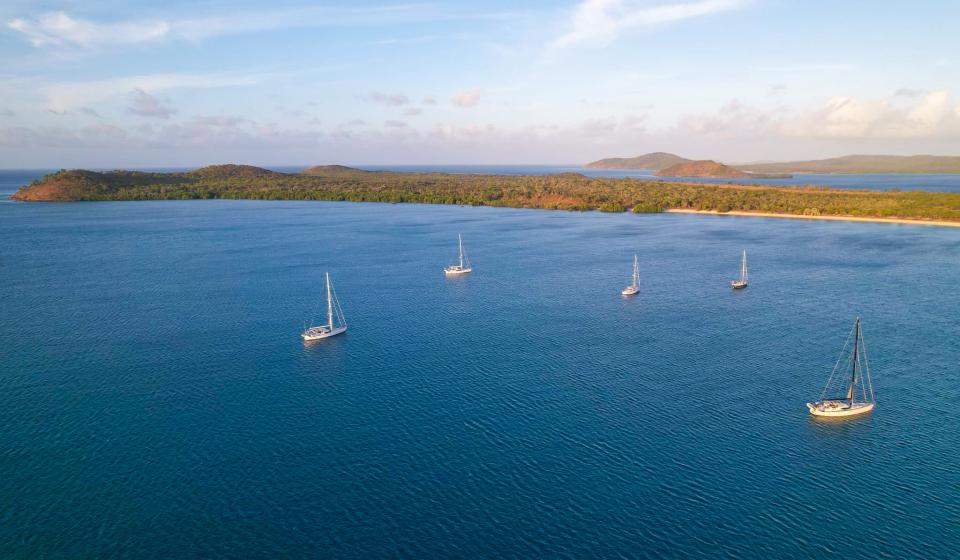Oyster yachts at anchor on their way to Darwin