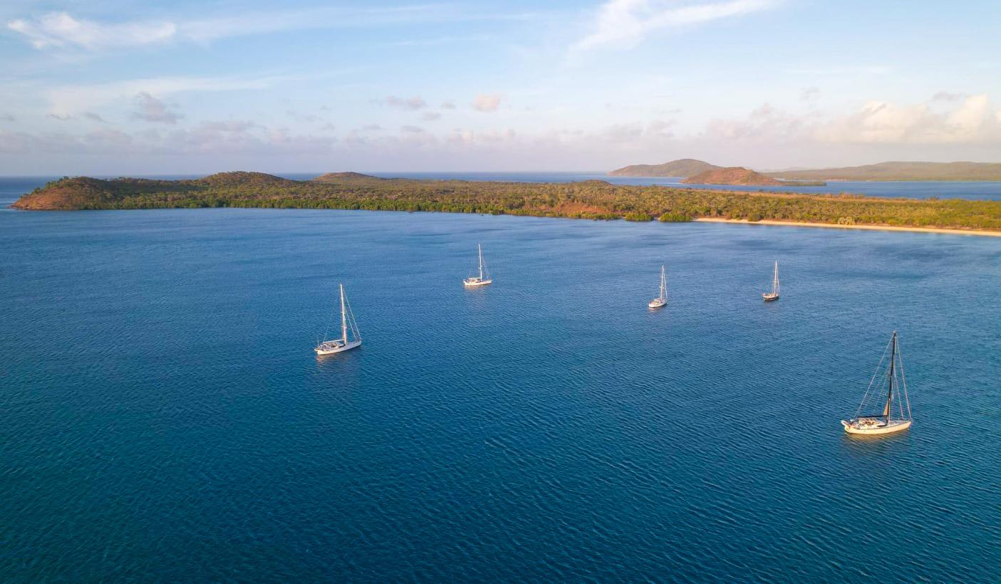 Oyster yachts at anchor on their way to Darwin
