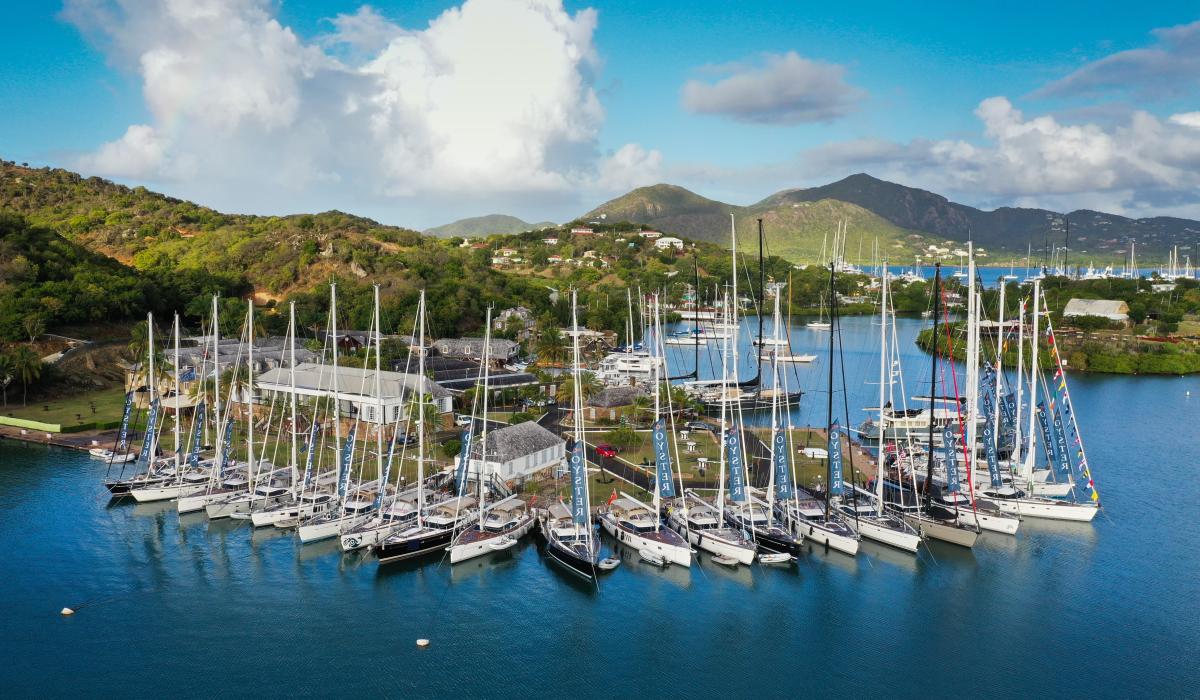 Oyster yachts at dock in Antigua for the world Rally start