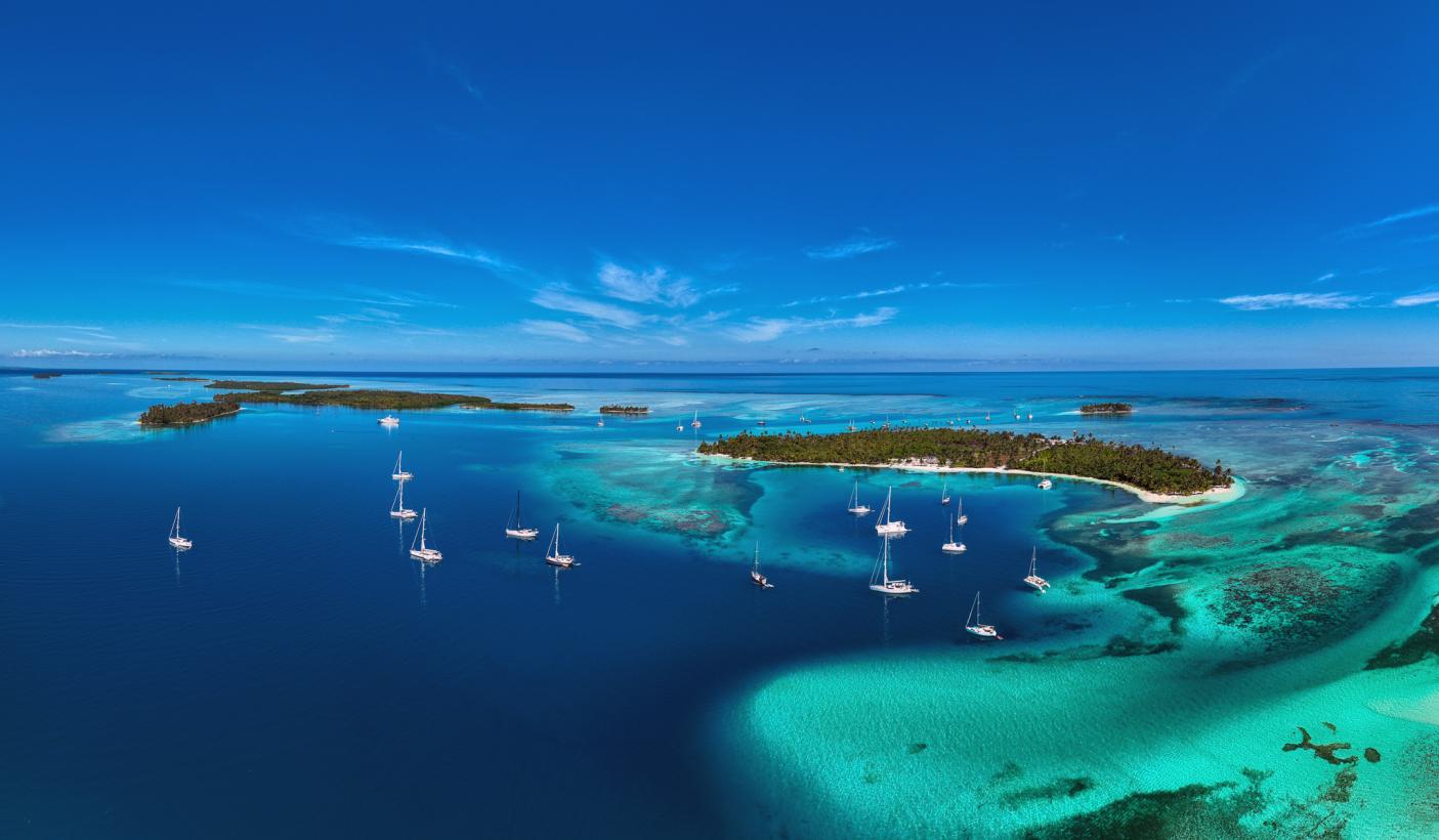 Oyster yachts in San Blas Drone Shot