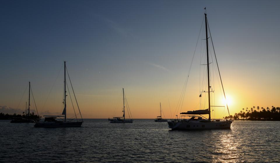 Oyster yachts in San Blas Sunset