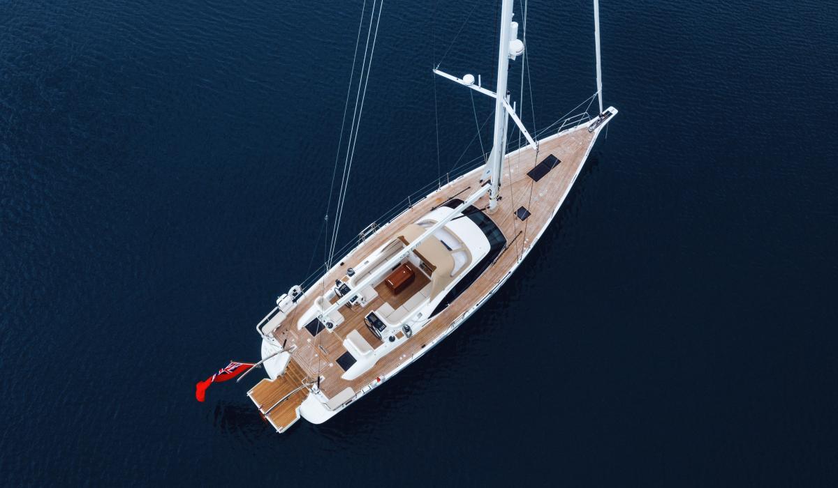 Oyster595 60ft bluewater cruiser drone