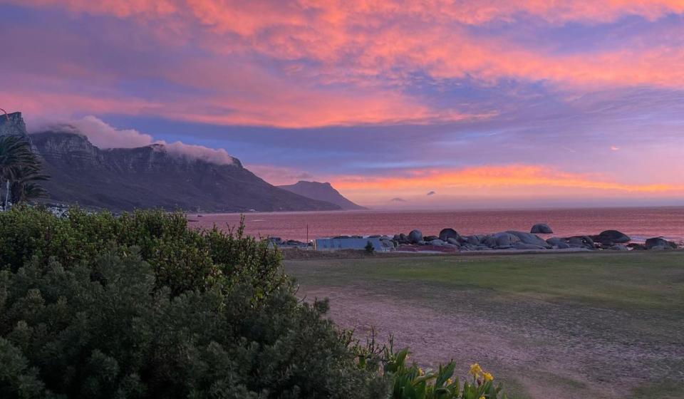 Pink sunset in Cape Town South Africa