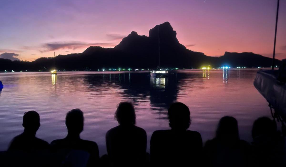 Pink sunset sky French Polynesia