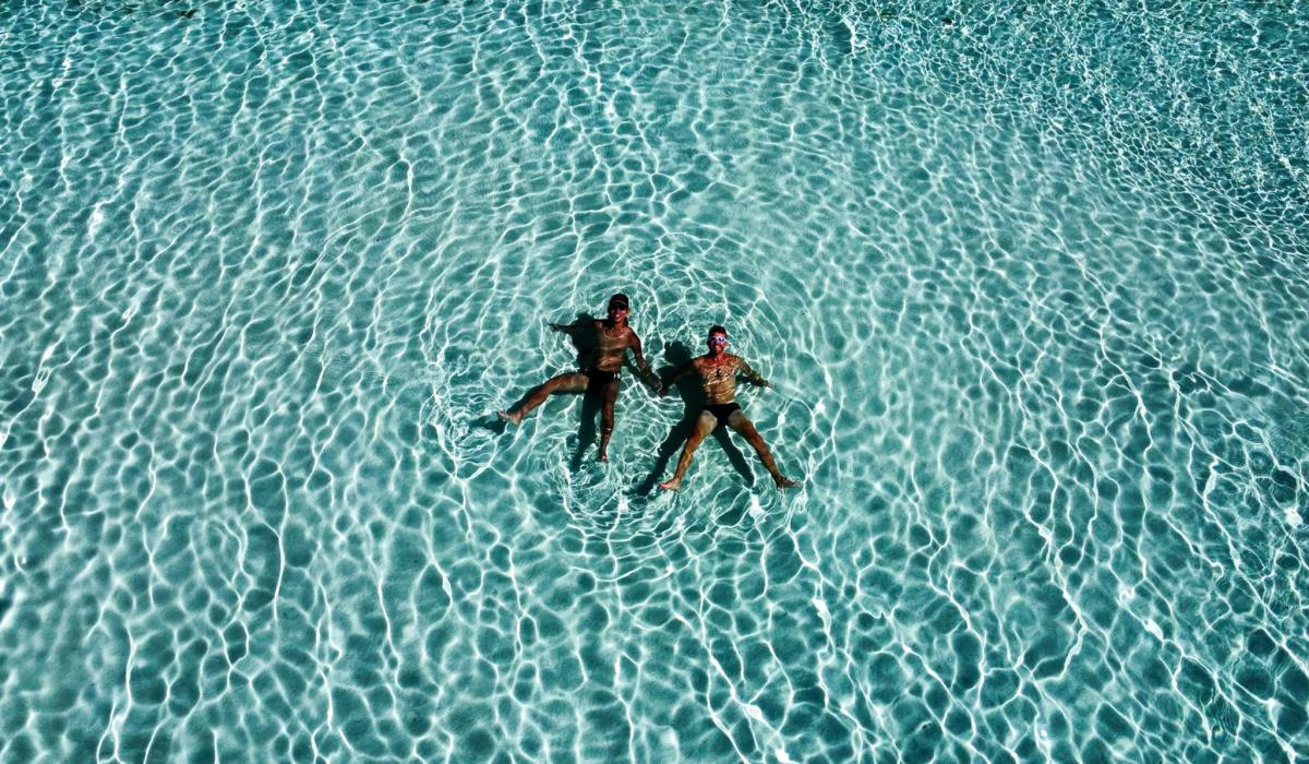 Relaxing in French Polynesia azure waters