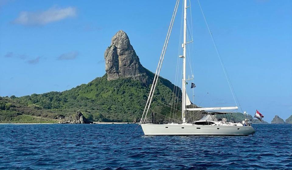 Sailing yacht Juno at anchor Fernando de Noronha