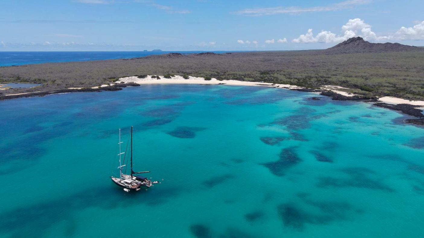 Sailing yachts at anchor Galapagos Islands