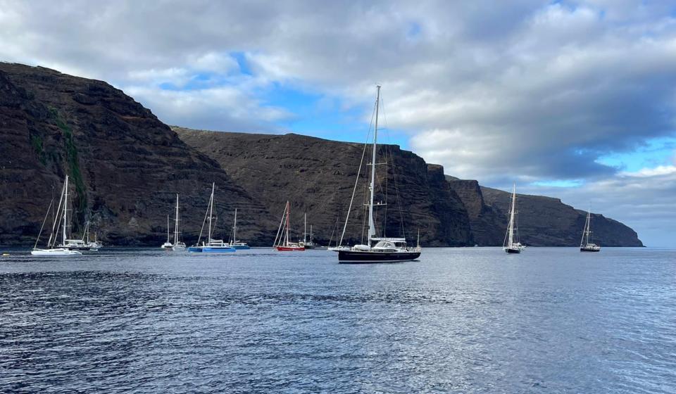 Sailing yachts at anchor St Helena