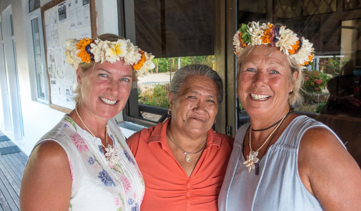 Sea mercy volunteers with local woman in Maupiti