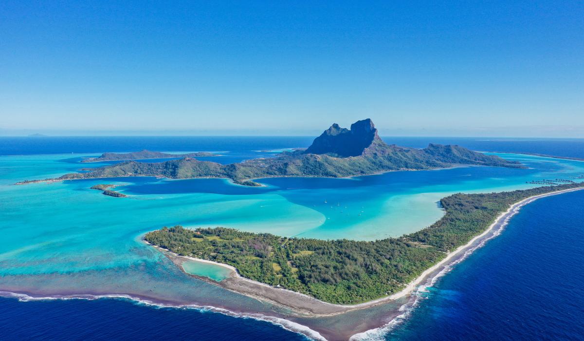 Stunning island surrounded by light blue sea