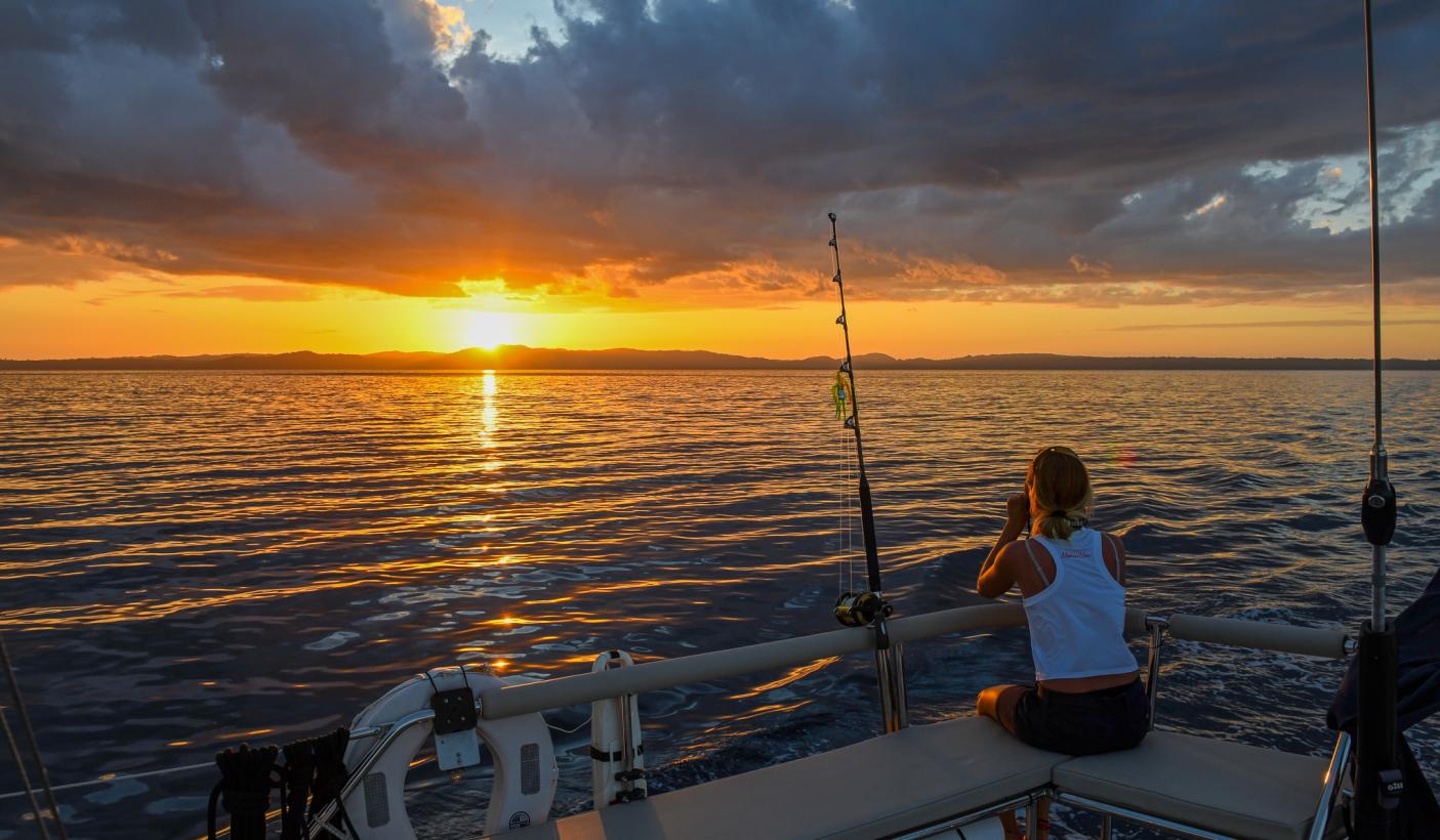 Sunset on board Oyster 745 Mexican Wave in Coiba Island