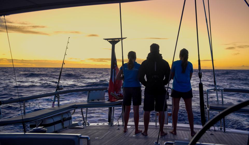Sunset on board Oyster 885 Satori II
