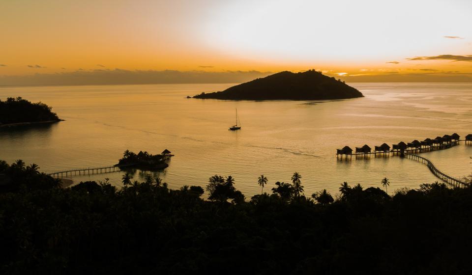Sunset over islands in Fiji Oyster World Rally 2022 23
