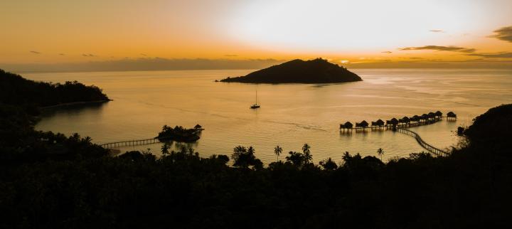 Sunset over islands in Fiji Oyster World Rally 2022 23