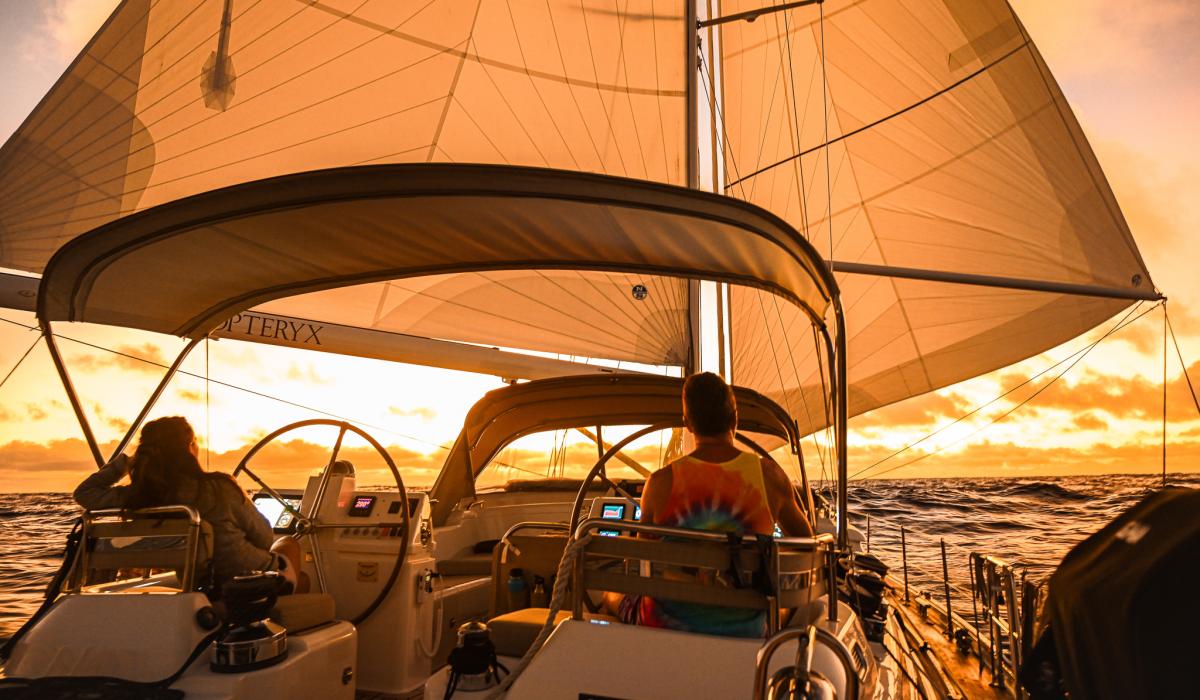 Sunset sailing on board Oyster 66 Archaeopteryx