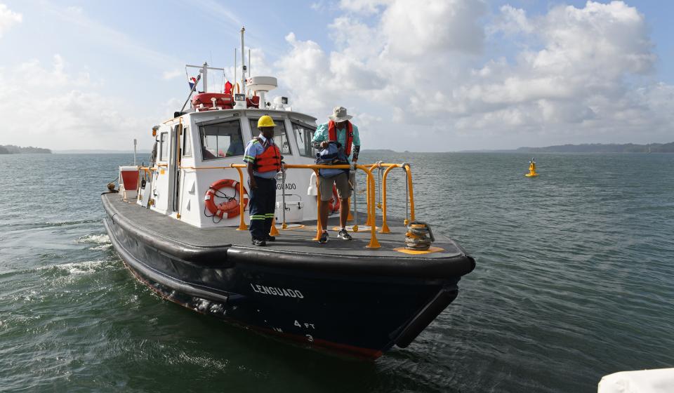 Transiting Panama Canal on Babe Advisor arriving on Pilot boat