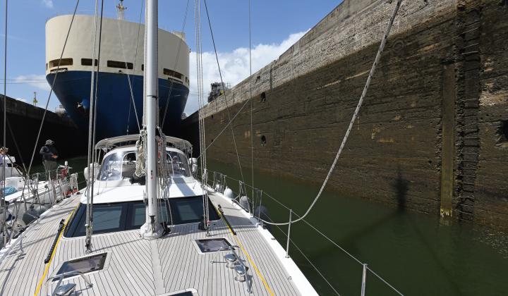 Transiting Panama Canal on Oyster 565 Babe 2